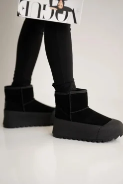 Big Star Shoes Śniegowce Damskie*Ocieplane Zamszowe Śniegowce Na Platformie Big Star OO274A213 Czarne