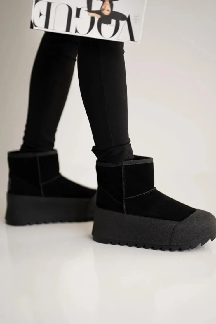 Big Star Shoes Śniegowce Damskie*Ocieplane Zamszowe Śniegowce Na Platformie Big Star OO274A213 Czarne