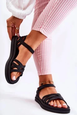 Best ZAXY Pachnące Damskie Sandały Na Rzep JJ285068 Czarne