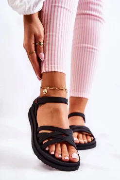 Best ZAXY Pachnące Damskie Sandały Na Rzep JJ285068 Czarne