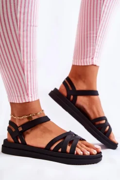 Best ZAXY Pachnące Damskie Sandały Na Rzep JJ285068 Czarne
