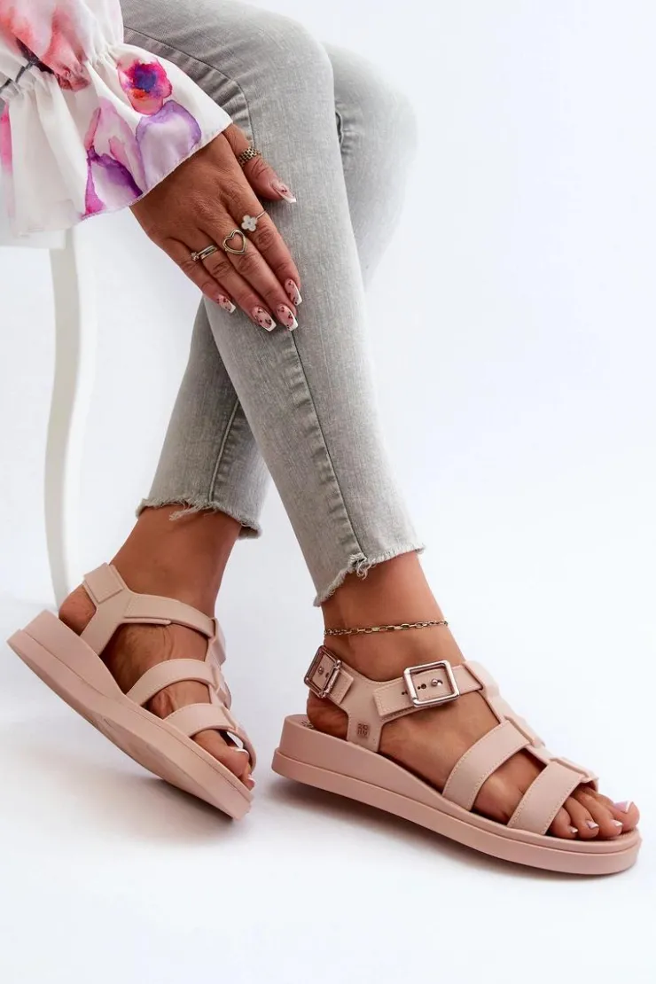Sale ZAXY Pachnące Gładkie Sandały Damskie NN285006 Jasnoróżowe