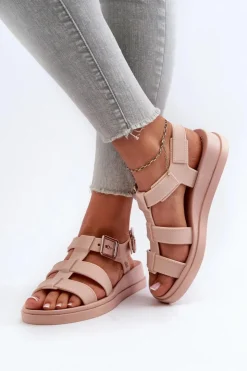 Sale ZAXY Pachnące Gładkie Sandały Damskie NN285006 Jasnoróżowe