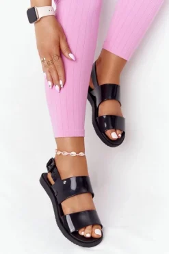 ZAXY Sandały Gumowe|Sandały Płaskie*Pachnące Gumowe Sandaly Eco Friendly HH285163 Czarne