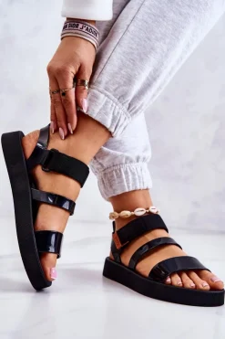 ZAXY Sandały Gumowe|Sandały Płaskie*Pachnące Gumowe Sandały Na Rzep HH285285 Czarne