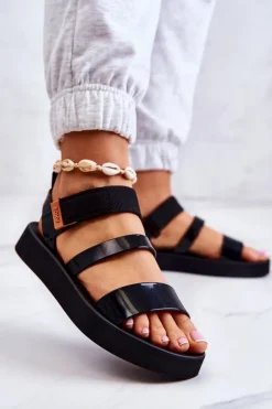 ZAXY Sandały Gumowe|Sandały Płaskie*Pachnące Gumowe Sandały Na Rzep HH285285 Czarne