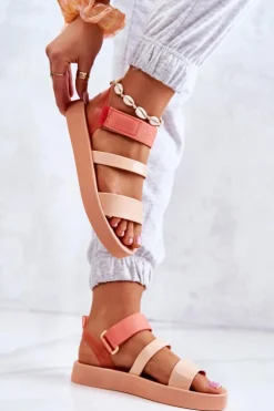 Damskie ZAXY Pachnące Gumowe Sandały Na Rzep HH285288 Pomarańczowe