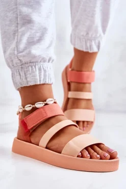 Damskie ZAXY Pachnące Gumowe Sandały Na Rzep HH285288 Pomarańczowe