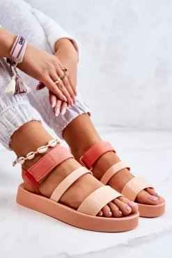 Damskie ZAXY Pachnące Gumowe Sandały Na Rzep HH285288 Pomarańczowe