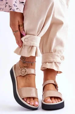 ZAXY Sandały Gumowe|Sandały Płaskie*Pachnące Hipoalergiczne Sandały JJ285240 Beżowo-Czarne