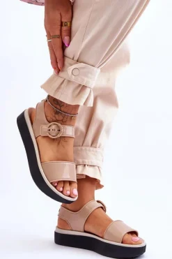 ZAXY Sandały Gumowe|Sandały Płaskie*Pachnące Hipoalergiczne Sandały JJ285240 Beżowo-Czarne