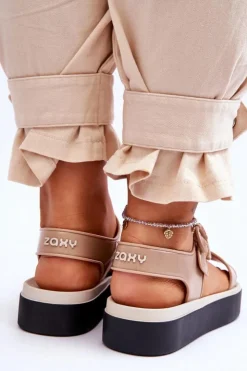 ZAXY Sandały Gumowe|Sandały Płaskie*Pachnące Hipoalergiczne Sandały JJ285240 Beżowo-Czarne