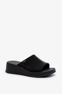 New ZAXY Pachnące Klapki Damskie Na Koturnie LL285084 Czarne Czarny