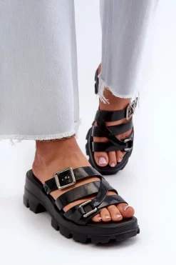 ZAXY Klapki Na Platformie|Klapki Damskie Klasyczne*Pachnące Klapki Damskie Na Niskim Obcasie NN285043 Czarne Czarny