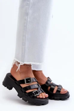 ZAXY Klapki Na Platformie|Klapki Damskie Klasyczne*Pachnące Klapki Damskie Na Niskim Obcasie NN285043 Czarne Czarny