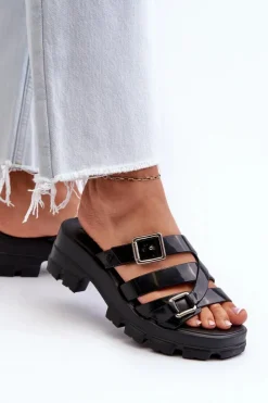 ZAXY Klapki Na Platformie|Klapki Damskie Klasyczne*Pachnące Klapki Damskie Na Niskim Obcasie NN285043 Czarne Czarny