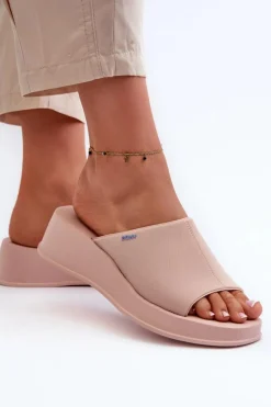 Outlet ZAXY Pachnące Klapki Damskie Na Koturnie LL285083 Jasnoróżowe