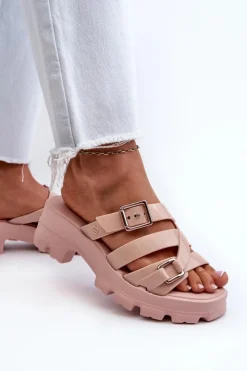 New ZAXY Pachnące Klapki Damskie Na Niskim Obcasie NN285044 Jasnoróżowe Różowy