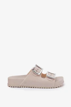 Discount ZAXY Pachnące Klapki Damskie Z Klamrami I Brokatem RR285056 Beżowe Beżowy