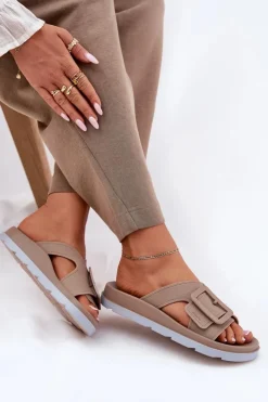 ZAXY Klapki Damskie Klasyczne*Pachnące Klapki Damskie Z Ozdobną Klamrą RR285076 Beżowe Beżowy