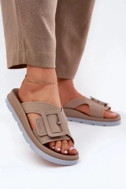 ZAXY Klapki Damskie Klasyczne*Pachnące Klapki Damskie Z Ozdobną Klamrą RR285076 Beżowe Beżowy