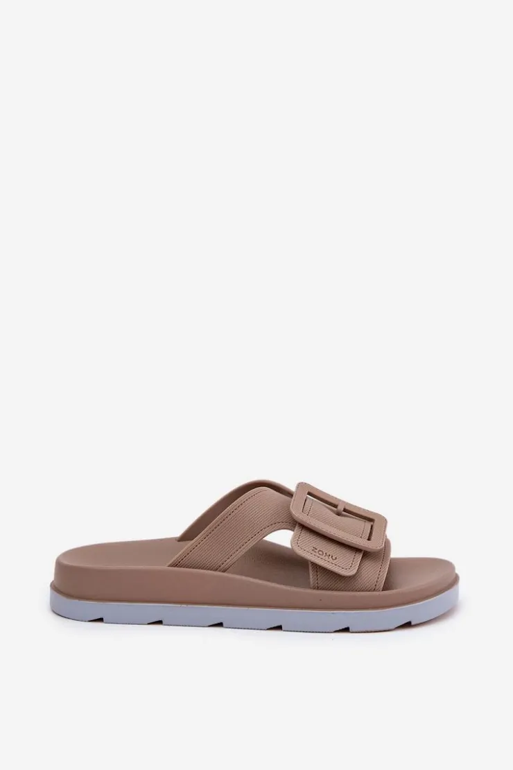 ZAXY Klapki Damskie Klasyczne*Pachnące Klapki Damskie Z Ozdobną Klamrą RR285076 Beżowe Beżowy