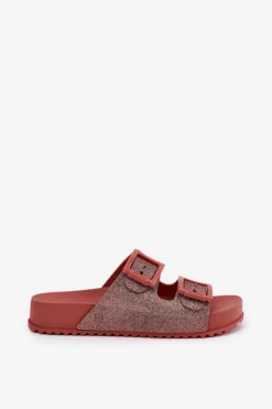 Damskie ZAXY Pachnące Klapki Damskie Z Brokatem I Klamrami RR285025 Brudny Róż