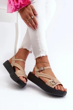 Damskie ZAXY Pachnące Sandały Damskie Na Platformie LL285063 Beżowe