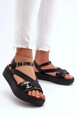 Damskie ZAXY Pachnące Sandały Damskie Na Platformie LL285064 Czarne