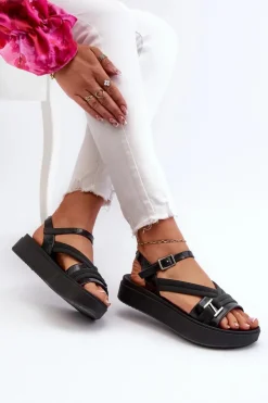 Damskie ZAXY Pachnące Sandały Damskie Na Platformie LL285064 Czarne