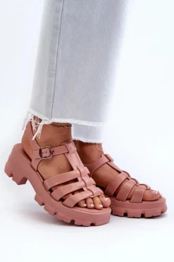 ZAXY Sandały Gumowe|Sandały Na Obcasie*Pachnące Sandały Damskie NN285038 Brudny Róż Różowy