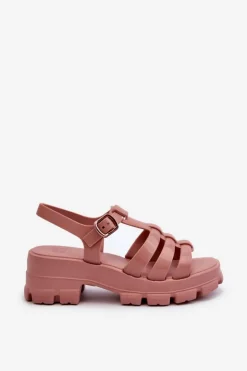 ZAXY Sandały Gumowe|Sandały Na Obcasie*Pachnące Sandały Damskie NN285038 Brudny Róż Różowy