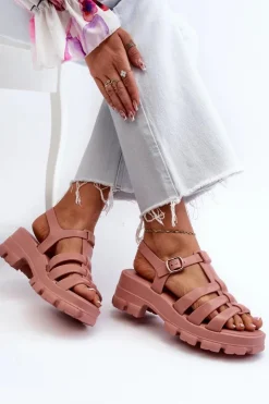 ZAXY Sandały Gumowe|Sandały Na Obcasie*Pachnące Sandały Damskie NN285038 Brudny Róż Różowy