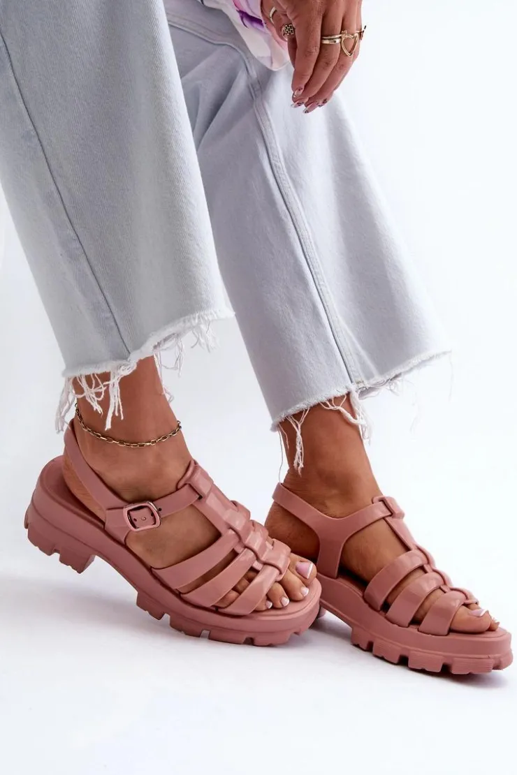 ZAXY Sandały Gumowe|Sandały Na Obcasie*Pachnące Sandały Damskie NN285038 Brudny Róż Różowy