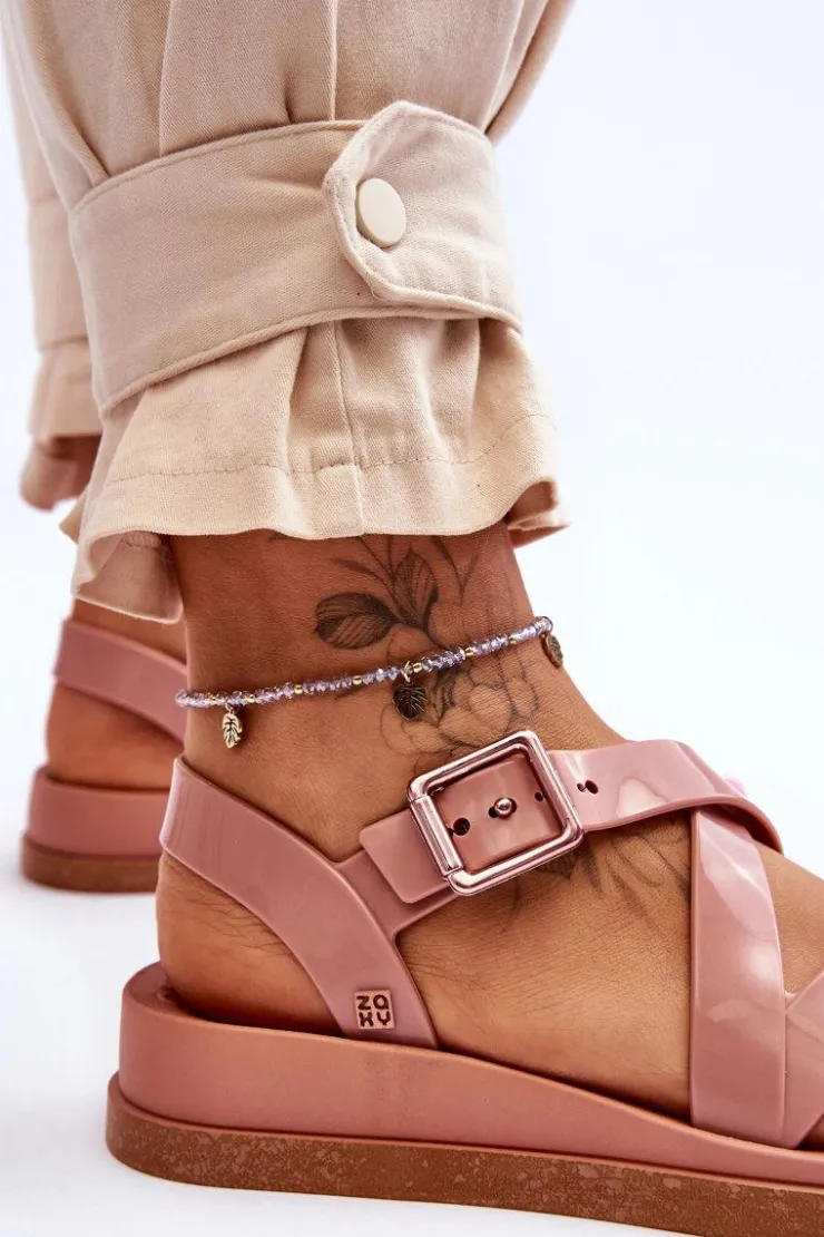 ZAXY Sandały Gumowe|Sandały Płaskie*Pachnące Sandały Eco Friendly JJ285094 Nude