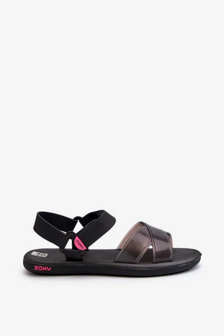 Online ZAXY Pachnące Sandały Na Płaskiej Podeszwie JJ285011 Czarne