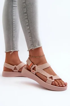 ZAXY Sandały Gumowe|Sandały Płaskie*Pachnące Sandały Na Rzep LL285061 Jasnoróżowe