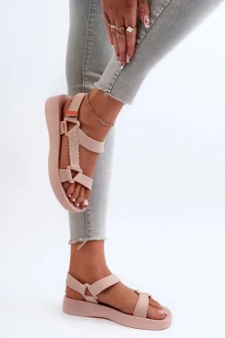 ZAXY Sandały Gumowe|Sandały Płaskie*Pachnące Sandały Na Rzep LL285061 Jasnoróżowe