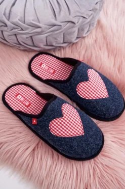 Big Star Shoes Papcie Damskie Domowe Big Star Granatowe D267800A