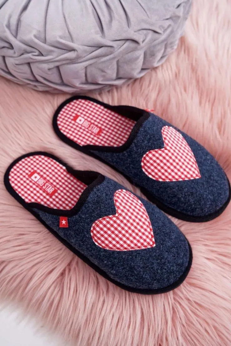 Big Star Shoes Papcie Damskie Domowe Big Star Granatowe D267800A