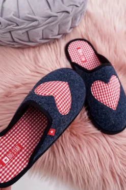 Big Star Shoes Papcie Damskie Domowe Big Star Granatowe D267800A