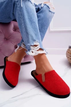 Damskie Big Star Shoes Papcie Damskie Domowe Big Star Czerwone D267865A