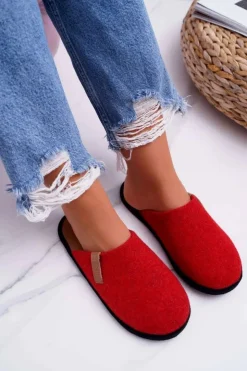 Damskie Big Star Shoes Papcie Damskie Domowe Big Star Czerwone D267865A