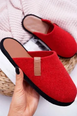 Damskie Big Star Shoes Papcie Damskie Domowe Big Star Czerwone D267865A