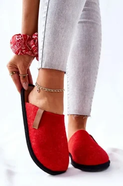 Hot Big Star Shoes Papcie Damskie Domowe Panto Fino KK267006 Czerwono-Brązowe