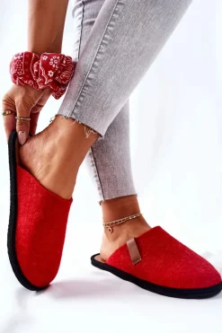Hot Big Star Shoes Papcie Damskie Domowe Panto Fino KK267006 Czerwono-Brązowe
