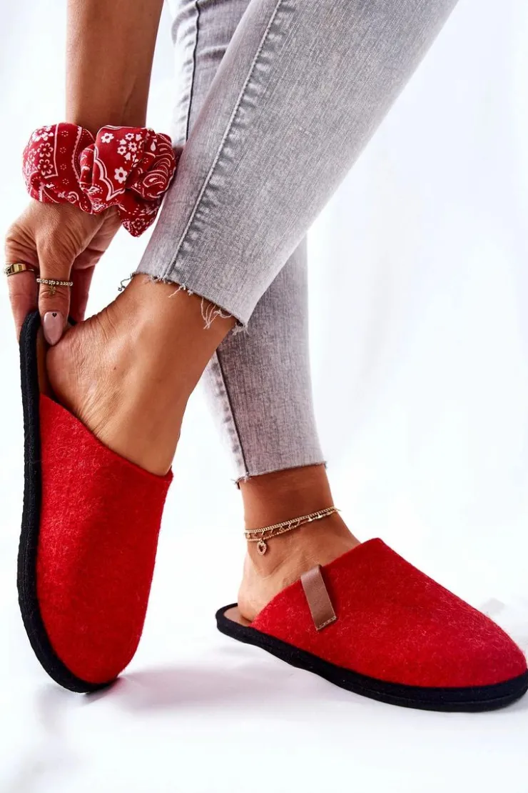 Hot Big Star Shoes Papcie Damskie Domowe Panto Fino KK267006 Czerwono-Brązowe