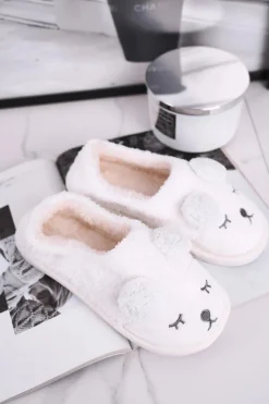 Damskie Boto Papcie Damskie Futrzane Misiu Białe Sweetie