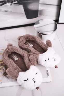 Boto Kapcie Klasyczne*Papcie Damskie Futrzane Owieczki Brązowe Ben