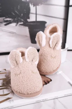 Discount Boto Papcie Damskie Futrzane Zajączek Beżowe Goody